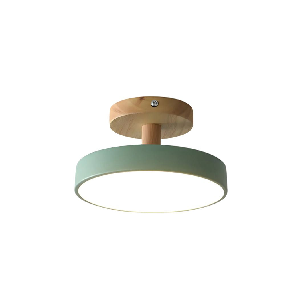 Nörd – Skandinavisk Plafondlampe med Træbase & Blødt Pasteldesign