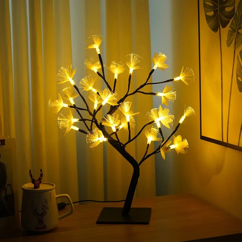 Blomster træ lampe LED – hvid dekorationslampe med varm lys USB/batteri