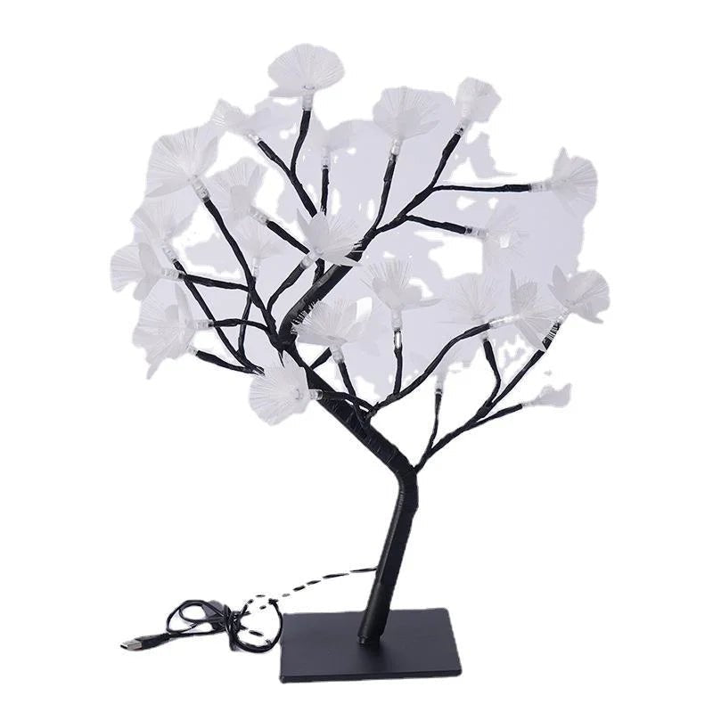 Blomster træ lampe LED – hvid dekorationslampe med varm lys USB/batteri