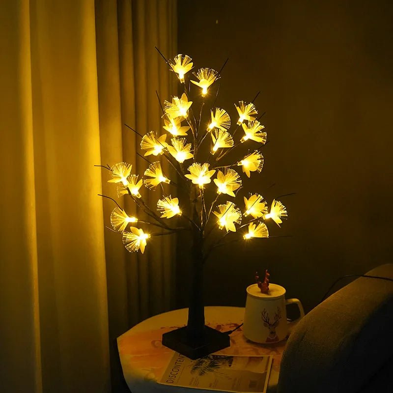 Blomster træ lampe LED – hvid dekorationslampe med varm lys USB/batteri