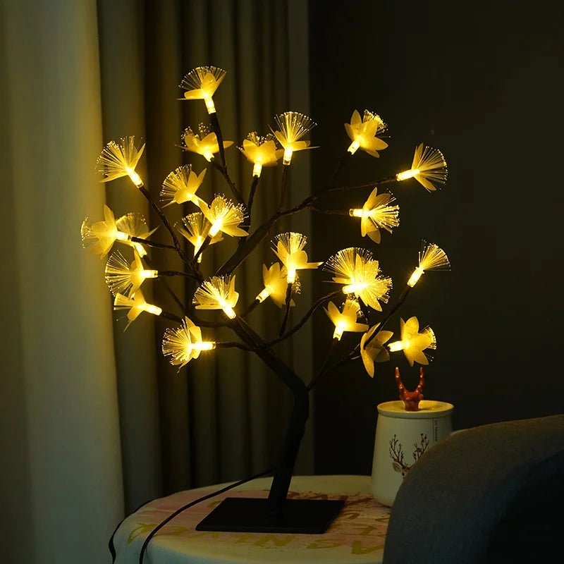 Blomster træ lampe LED – hvid dekorationslampe med varm lys USB/batteri
