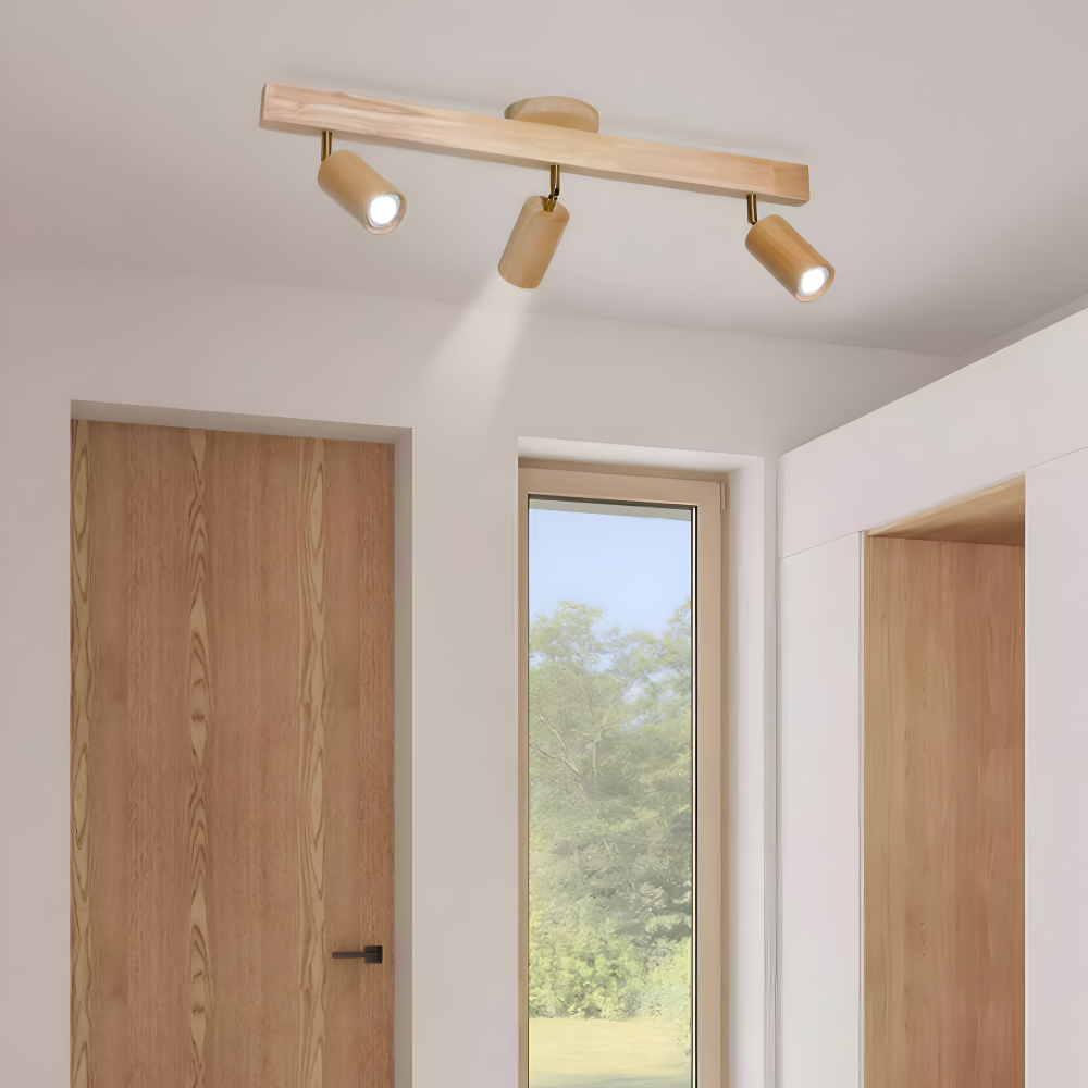 NordBeam – Justerbar Takspot i Trä och Metall med LED-belysning