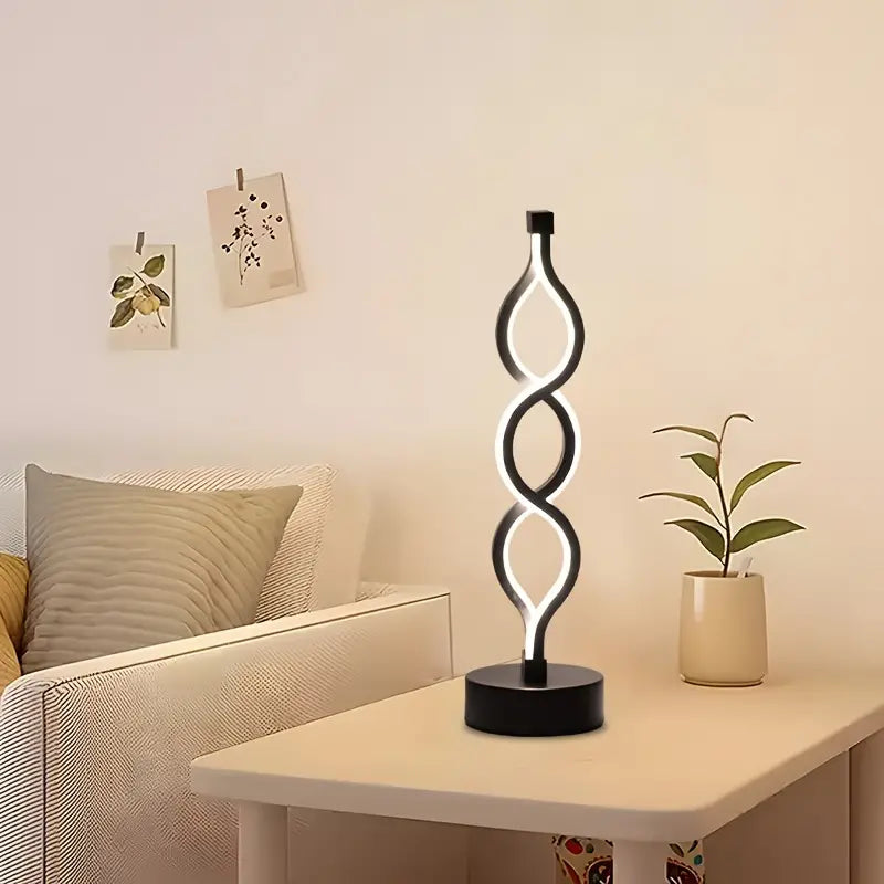 Auréno – Sort Genopladelig Spiralbordlampe med Dæmpbar Belysning