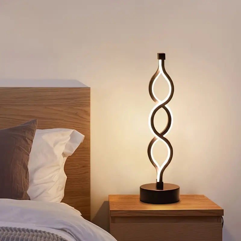Auréno – Sort Genopladelig Spiralbordlampe med Dæmpbar Belysning