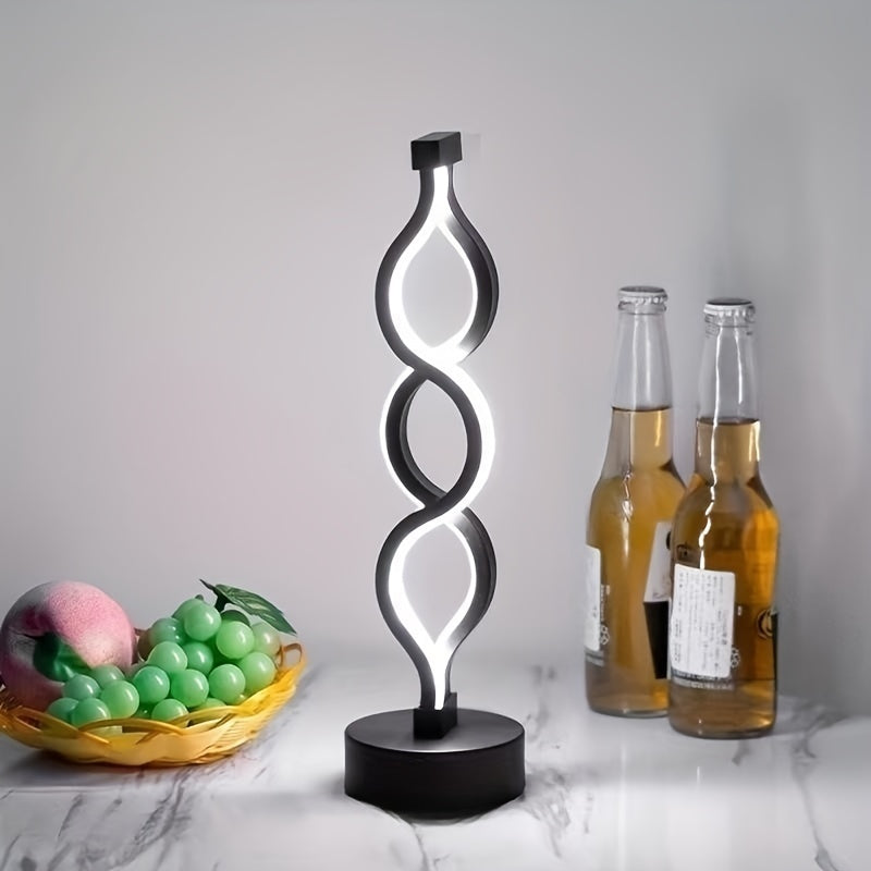 Auréno – Sort Genopladelig Spiralbordlampe med Dæmpbar Belysning