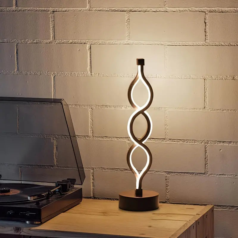 Auréno – Sort Genopladelig Spiralbordlampe med Dæmpbar Belysning