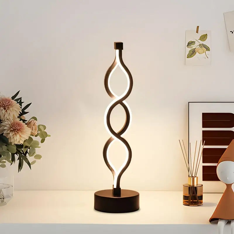 Auréno – Sort Genopladelig Spiralbordlampe med Dæmpbar Belysning
