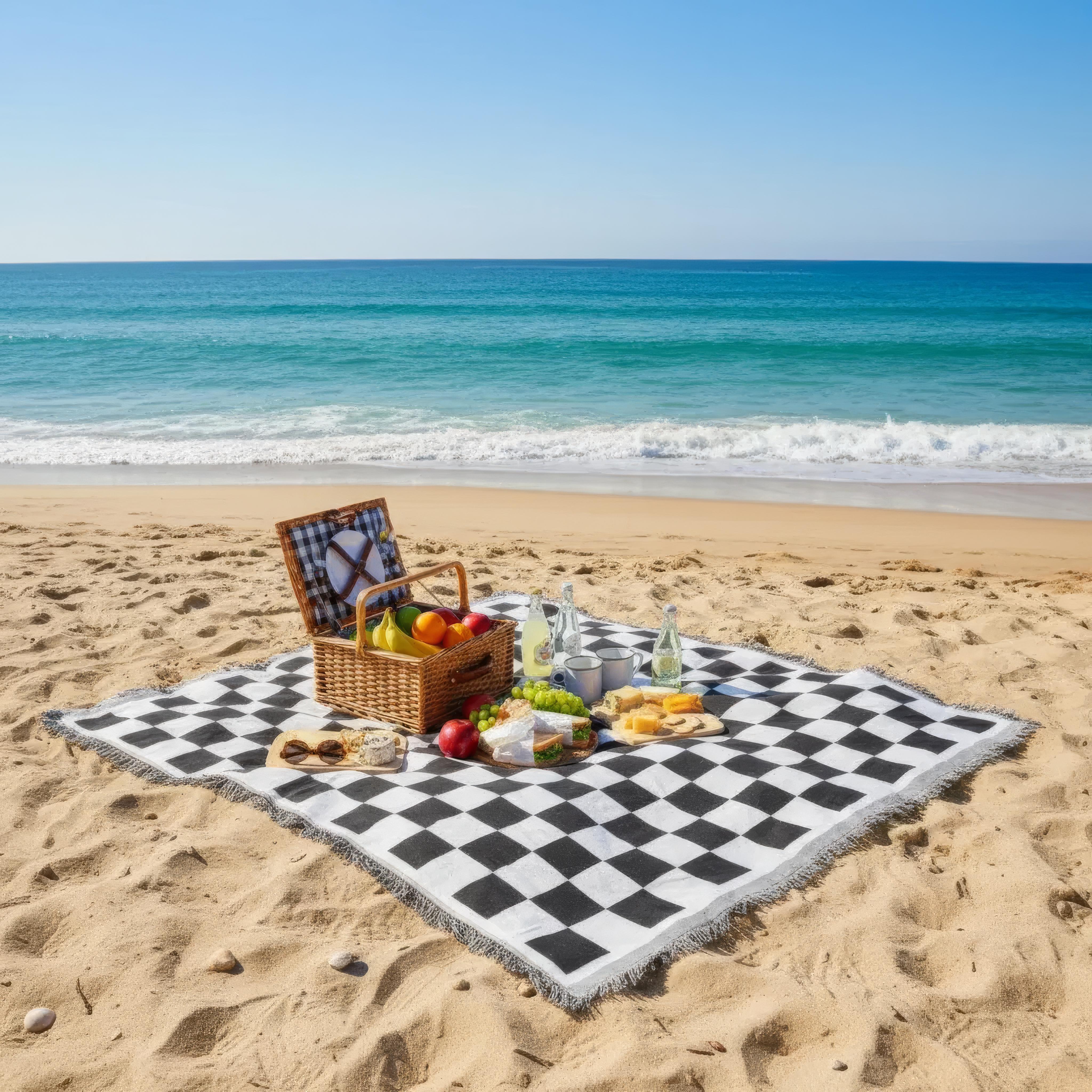 Ternet picnicplaid i mikrofiber – 130 × 180 cm