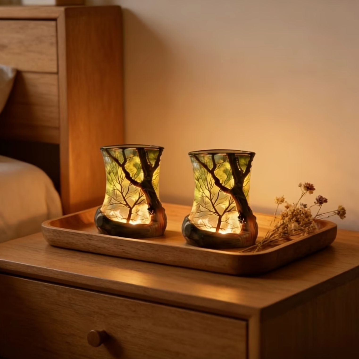 Dekorativ LED-bordlampe med grenmotiv