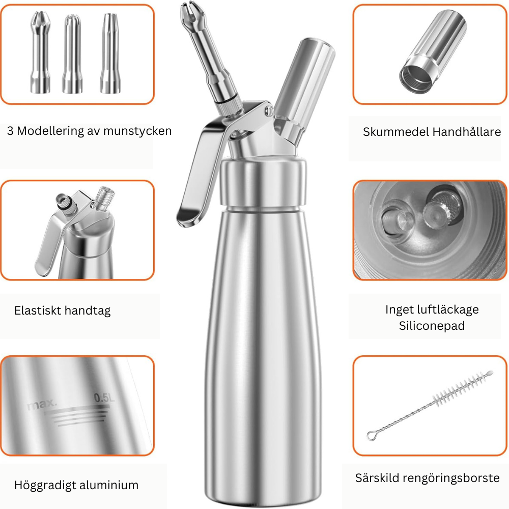AluWhipa – Professionel Flødesifon i Aluminium 500 ml