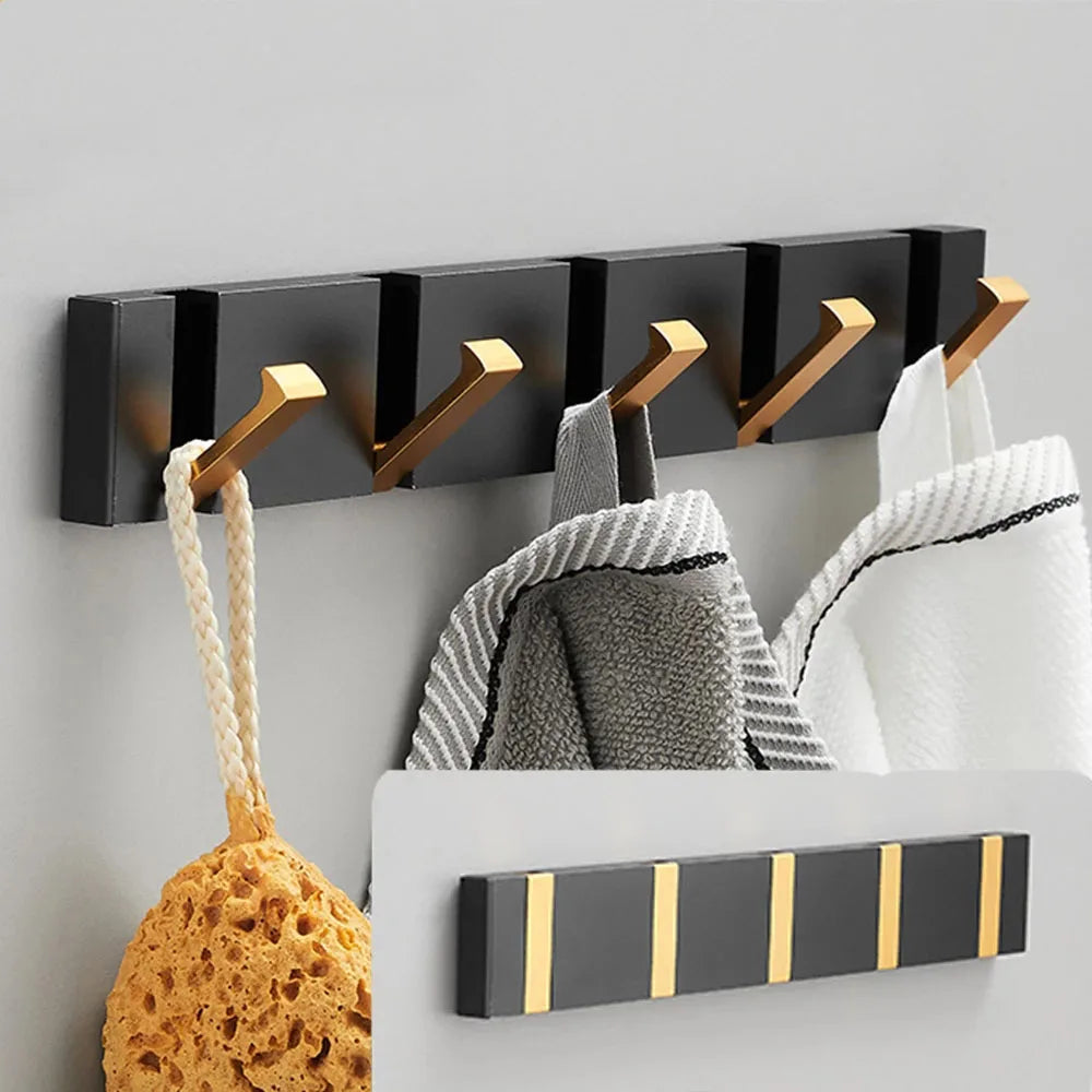 Foldbar vægkrog med 5 kroge – rustfrit stål til entré og bad