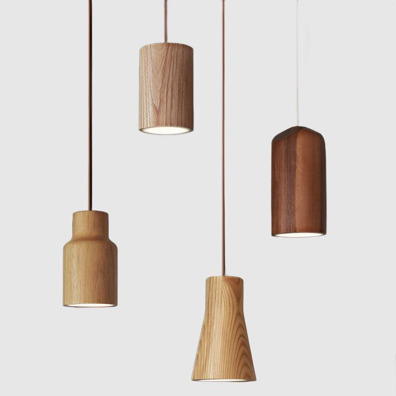 Minimalistisk pendellampe i massivt træ