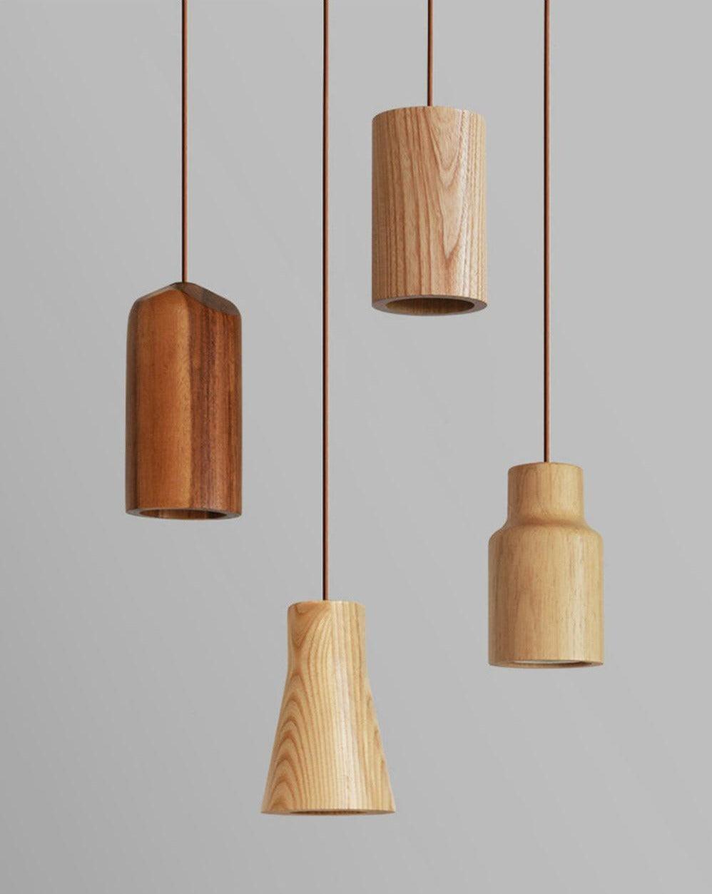 Minimalistisk pendellampe i massivt træ