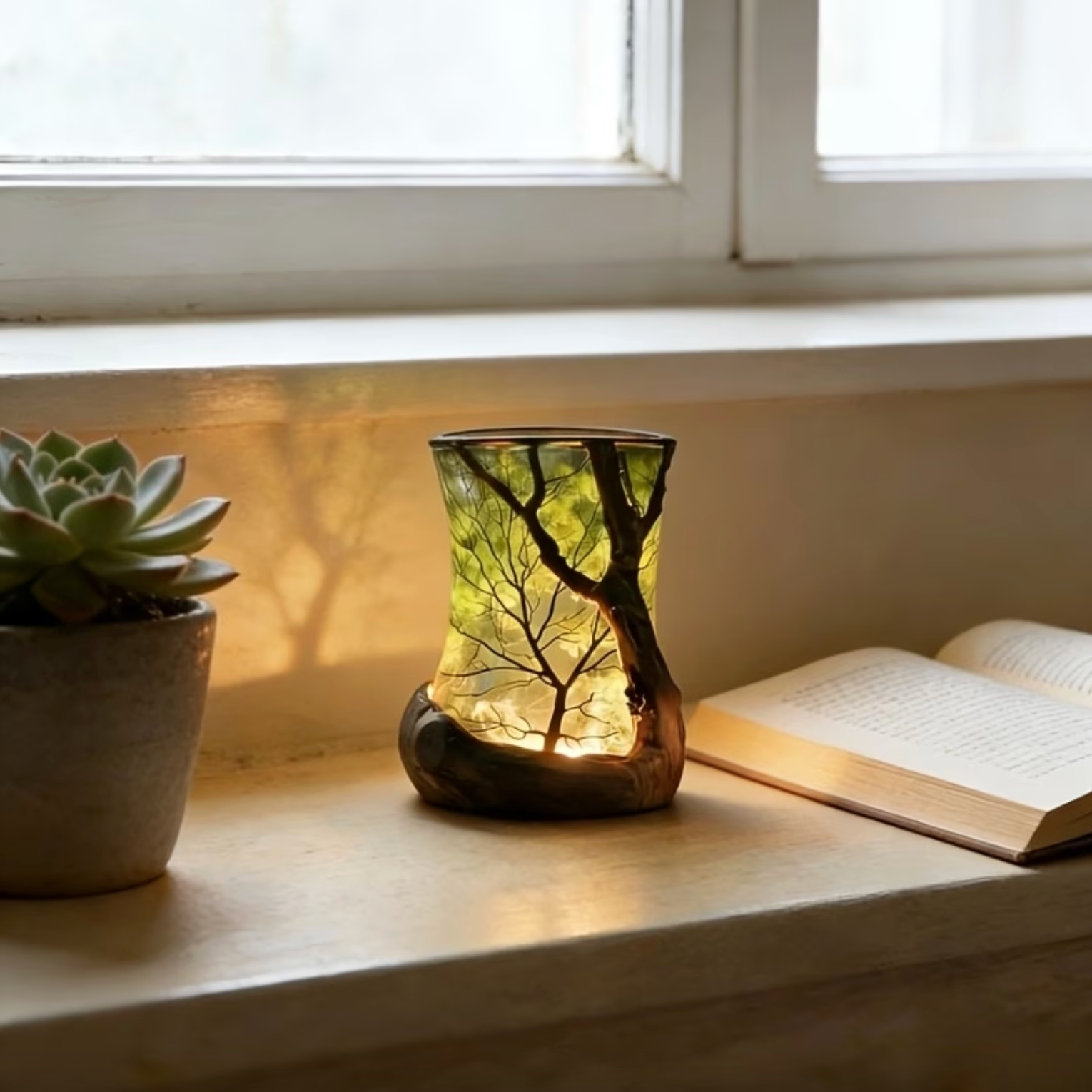 Dekorativ LED-bordlampe med grenmotiv