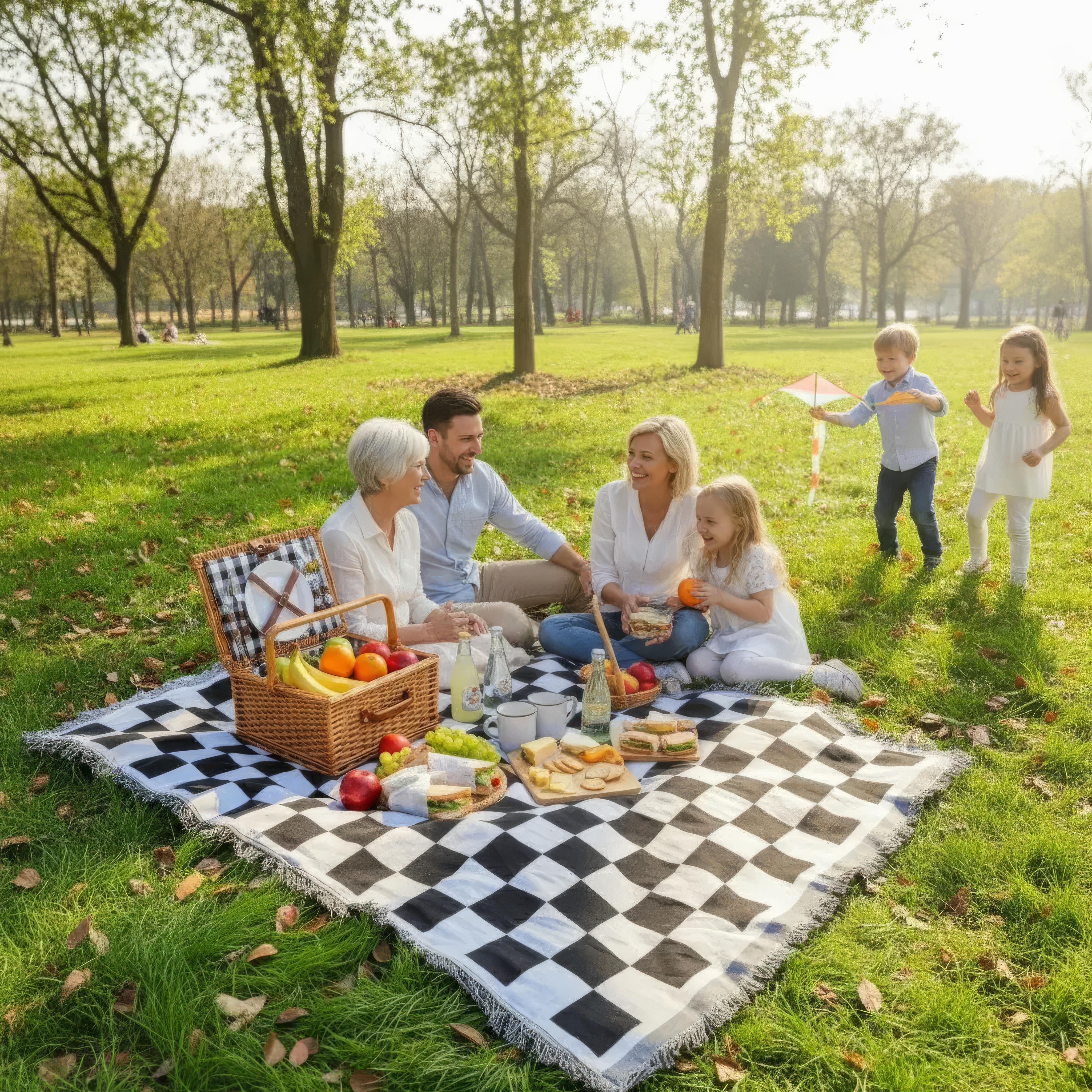 Ternet picnicplaid i mikrofiber – 130 × 180 cm