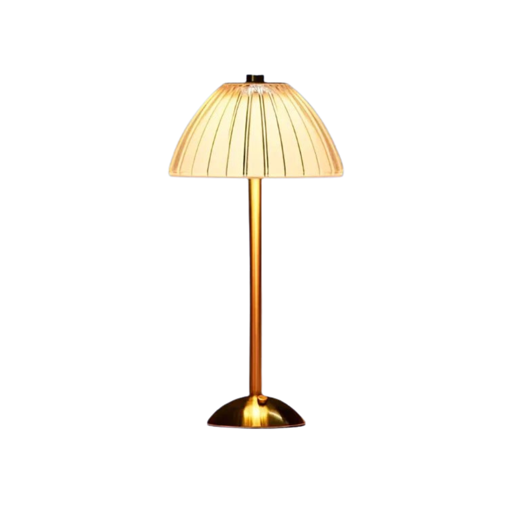 Trådløs bordlampe i krystal og metal – elegant LED lampe