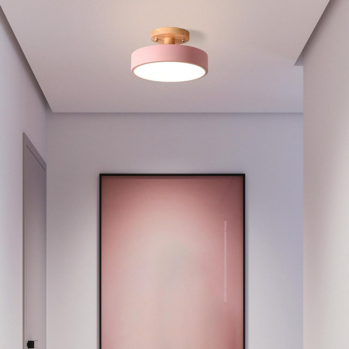 Nörd – Skandinavisk Plafondlampe med Træbase & Blødt Pasteldesign