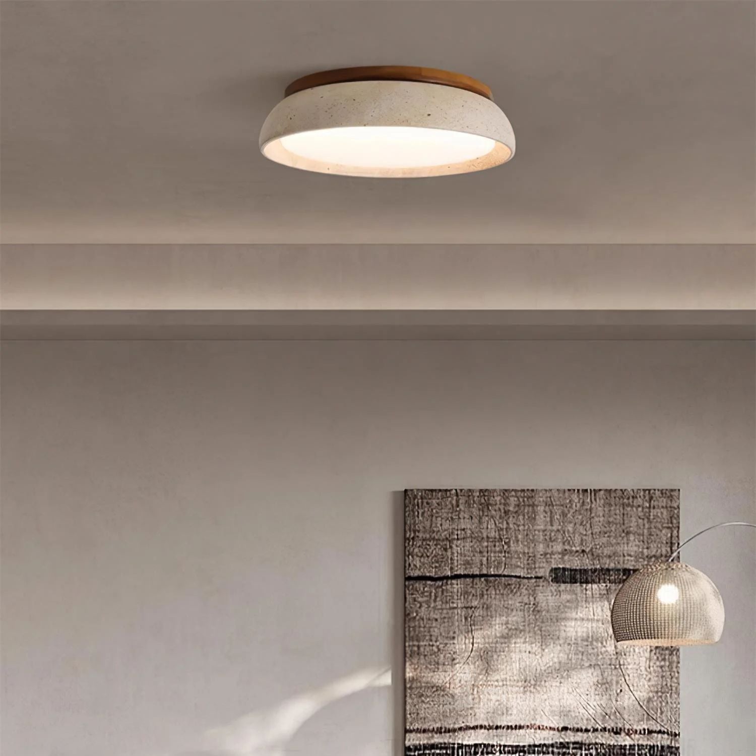 Depiara – Naturlig Loftlampe i Travertin med Blød LED-belysning