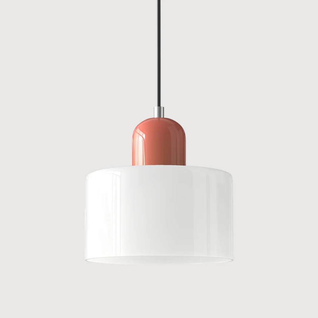 Tusa – Retro Pendellampe med Orange Glasskærm & Grøn Top