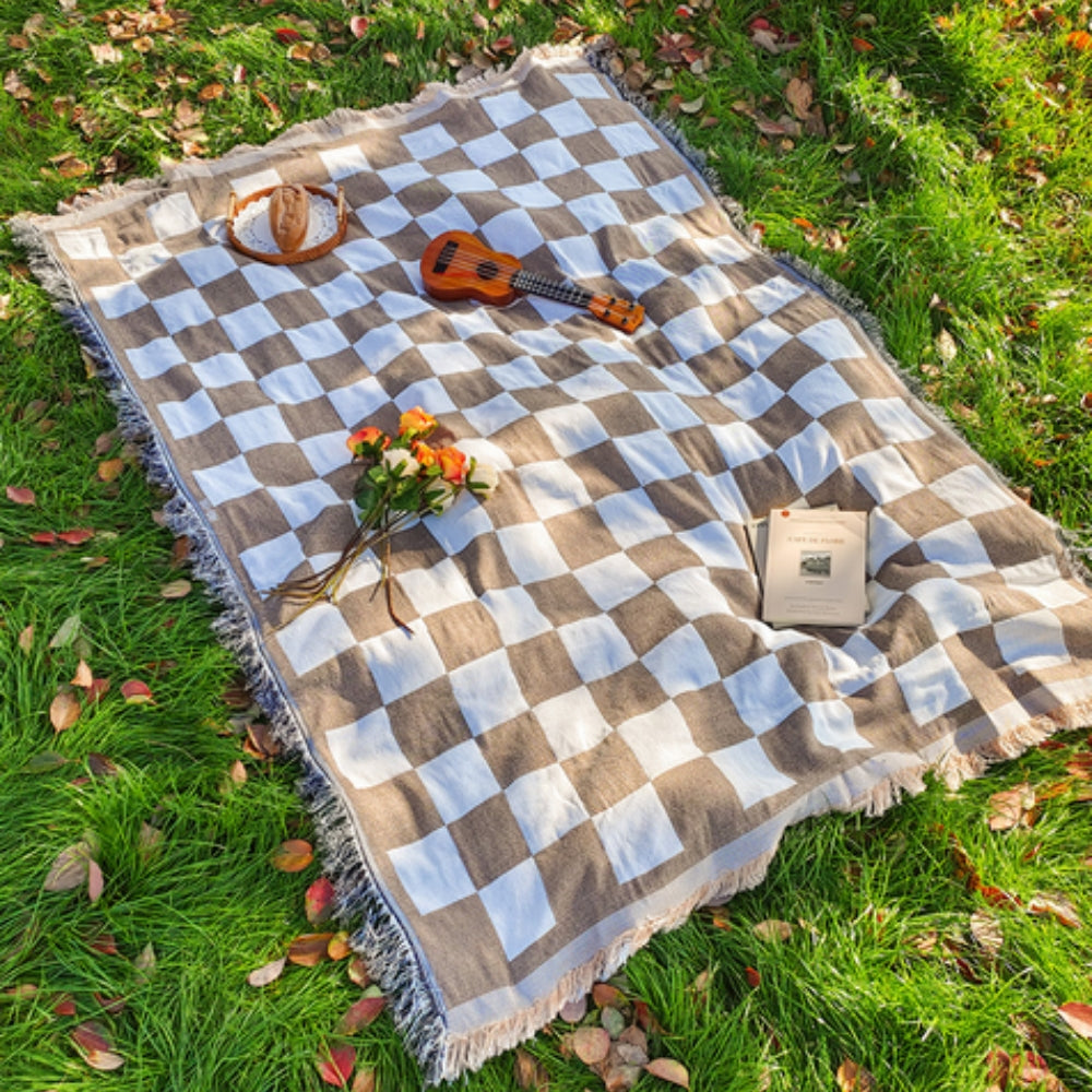 Ternet picnicplaid i mikrofiber – 130 × 180 cm