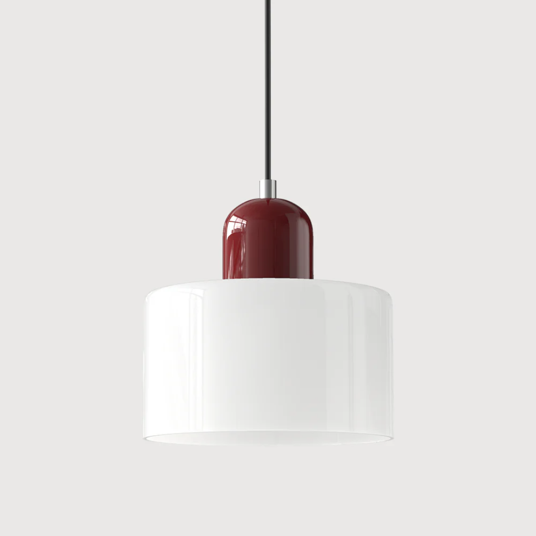 Tusa – Retro Pendellampe med Orange Glasskærm & Grøn Top