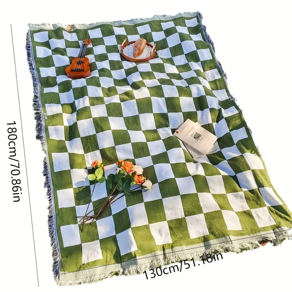 Ternet picnicplaid i mikrofiber – 130 × 180 cm