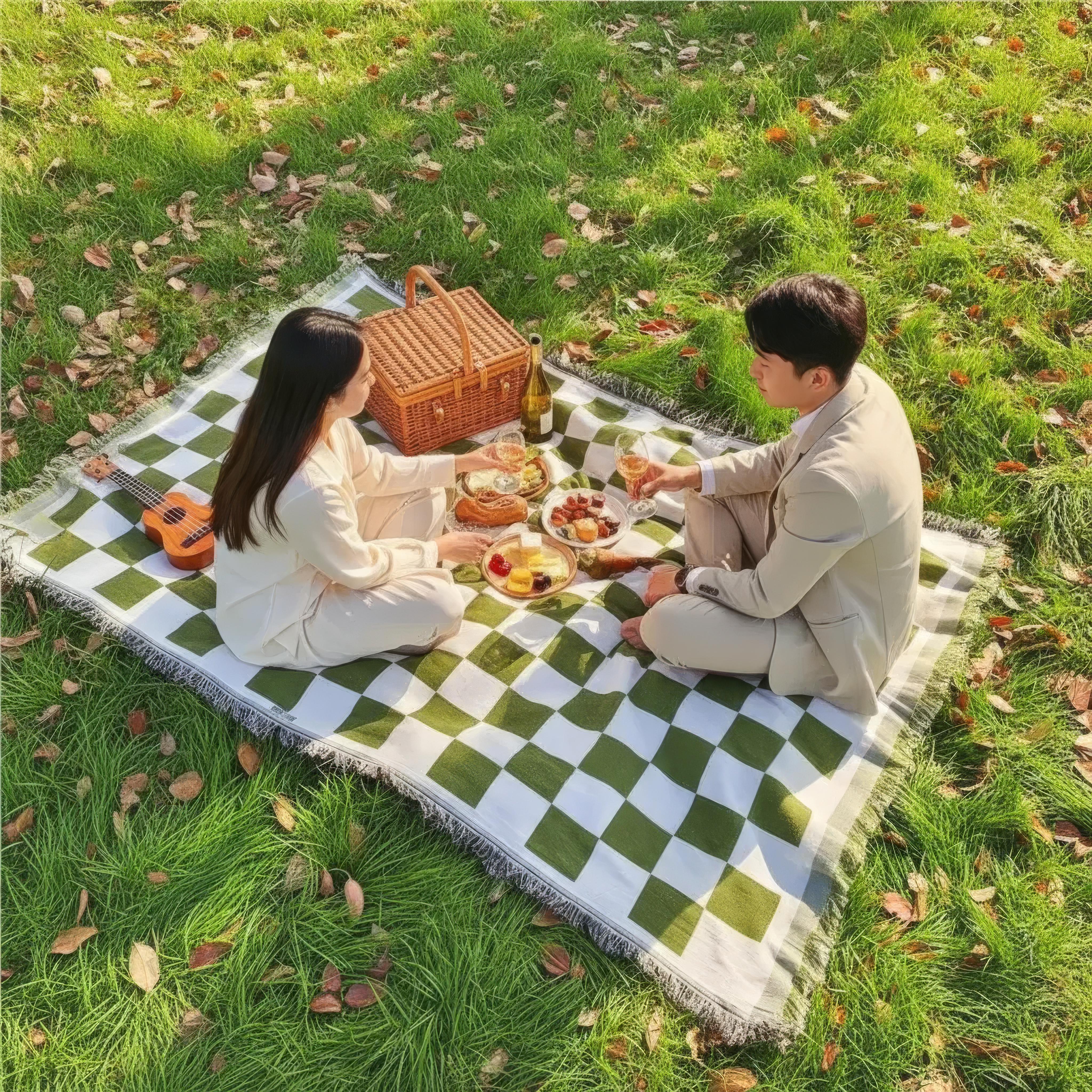 Ternet picnicplaid i mikrofiber – 130 × 180 cm