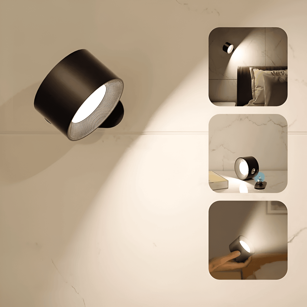 Orvexa – 360° Roterbar Trådløs LED Væglampe med Touch & USB-opladning