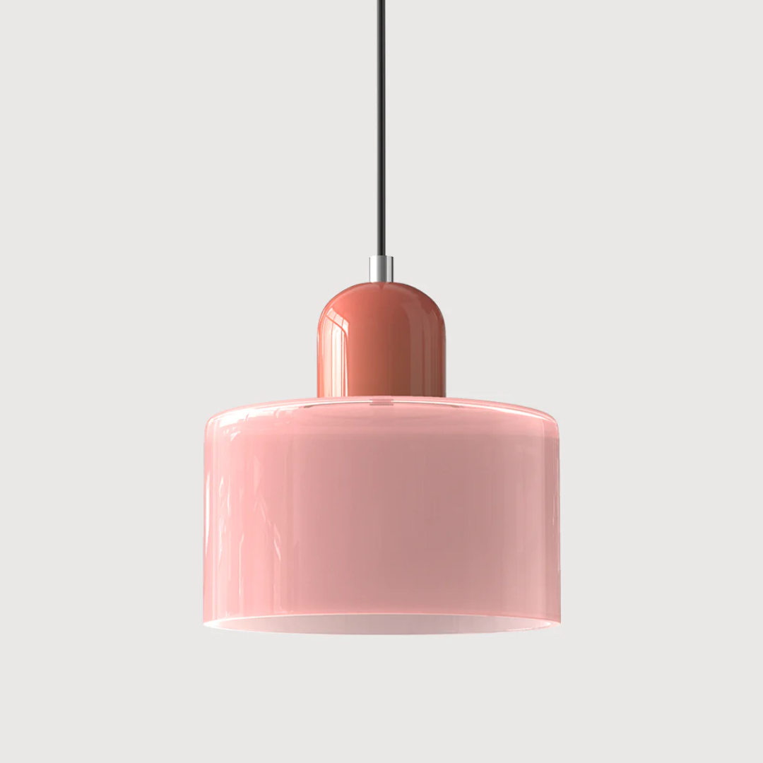 Tusa – Retro Pendellampe med Orange Glasskærm & Grøn Top