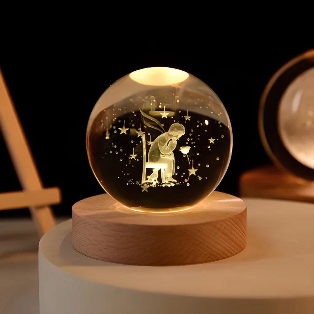 AstroCrystal – 3D Kristallampa med Rymdmotiv för Magisk Belysning
