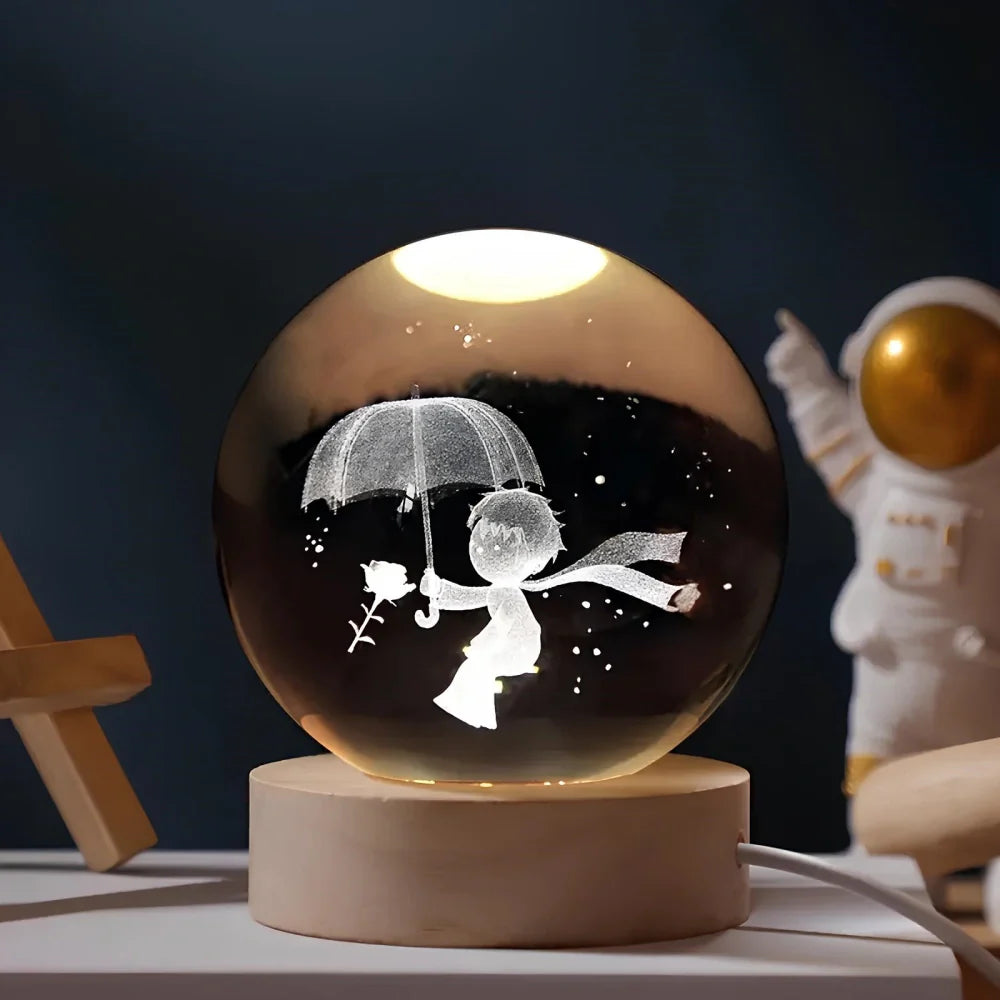 AstroCrystal – 3D Kristallampa med Rymdmotiv för Magisk Belysning
