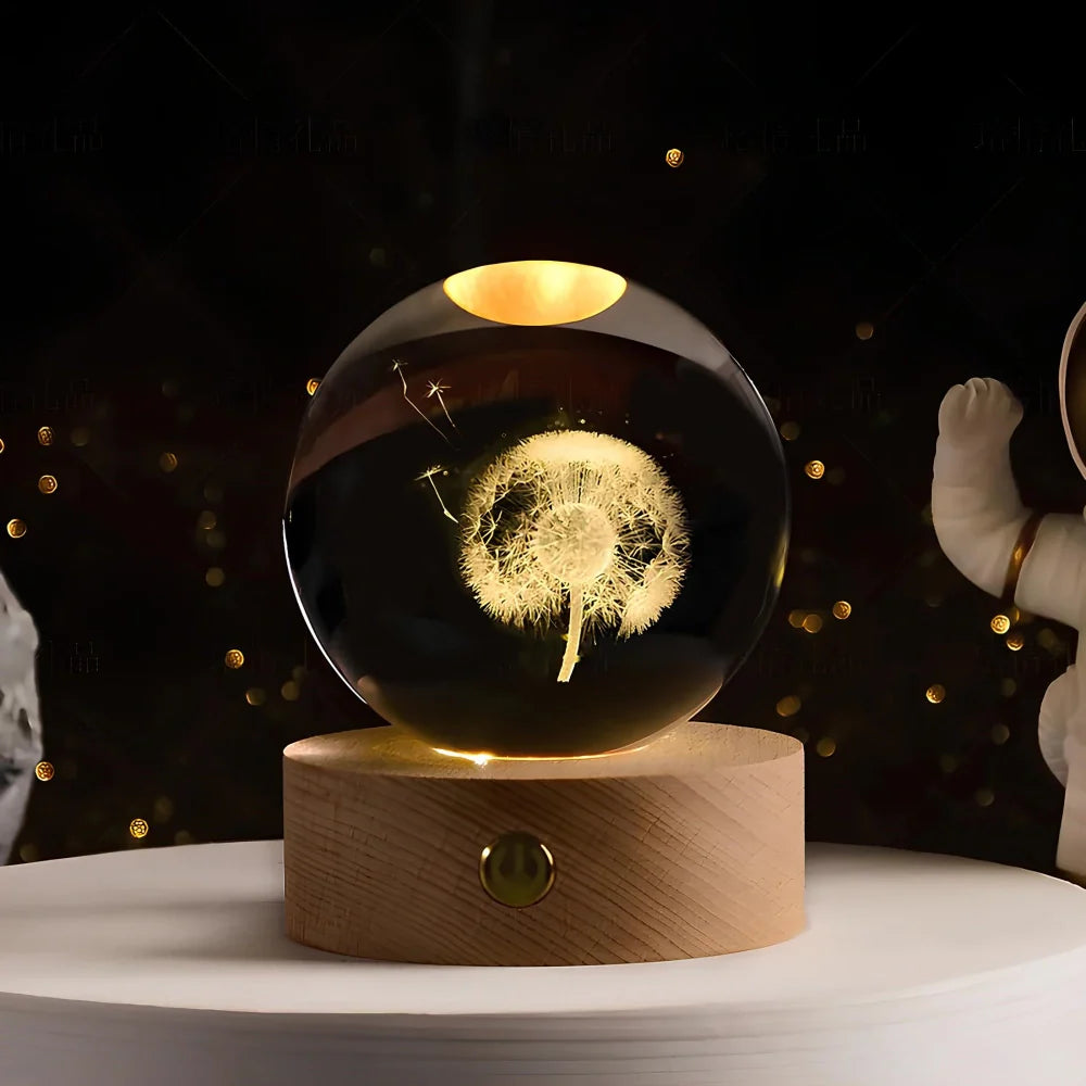 AstroCrystal – 3D Kristallampa med Rymdmotiv för Magisk Belysning