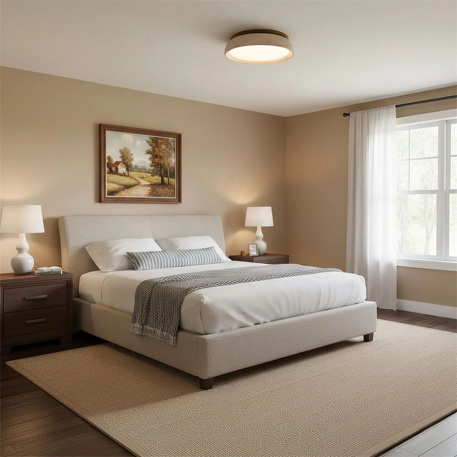 Depiara – Naturlig Loftlampe i Travertin med Blød LED-belysning