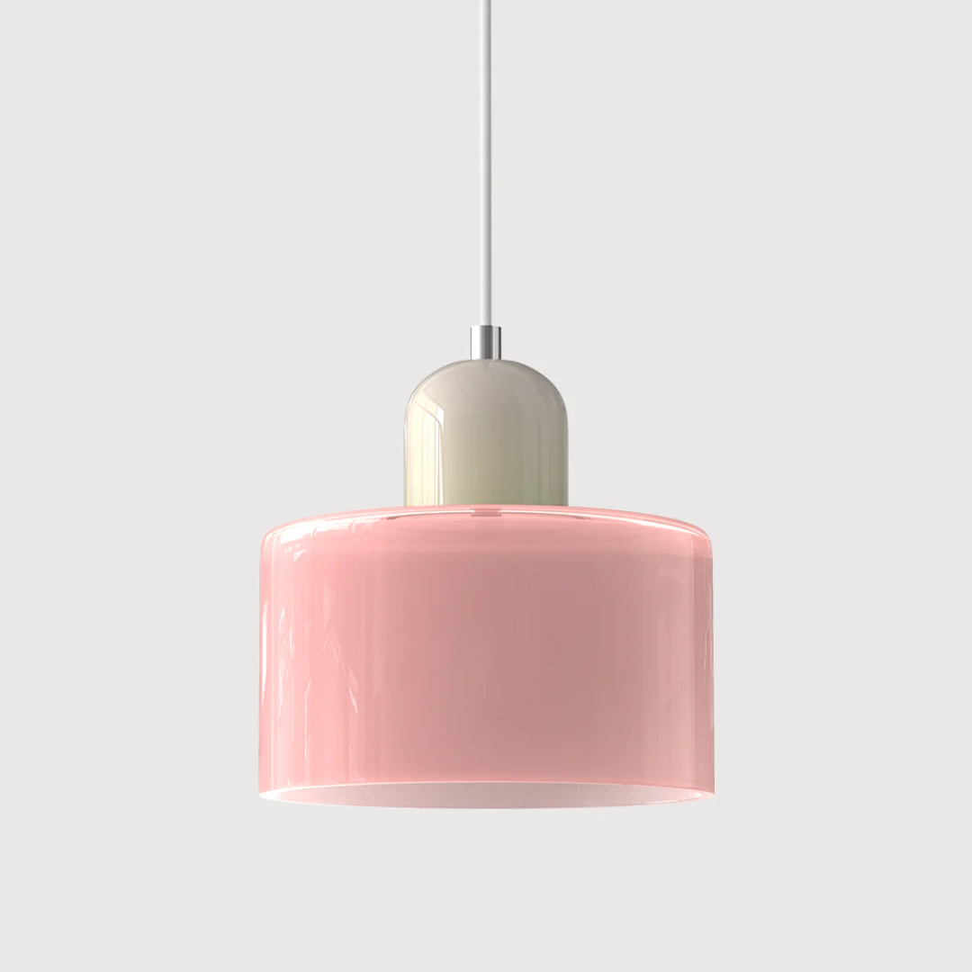 Tusa – Retro Pendellampe med Orange Glasskærm & Grøn Top
