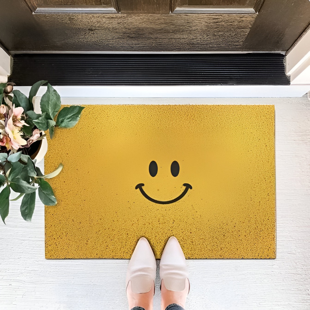Skridsikker PVC-dørmåtte med smiley