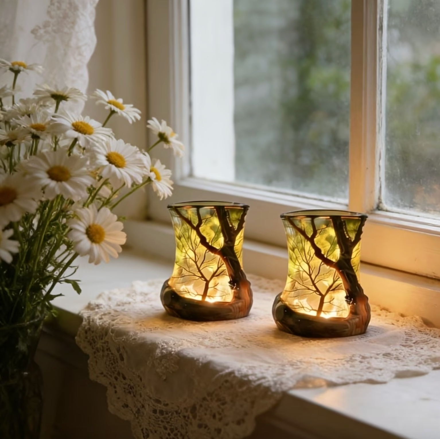 Dekorativ LED-bordlampe med grenmotiv