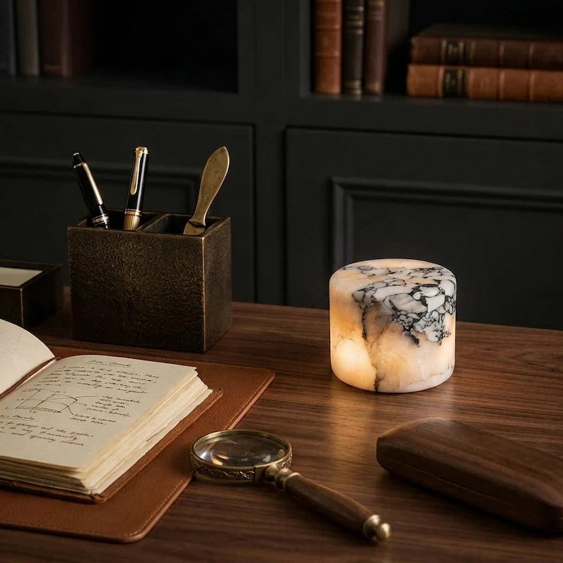 Genopladelig marmorbordlampe med touch