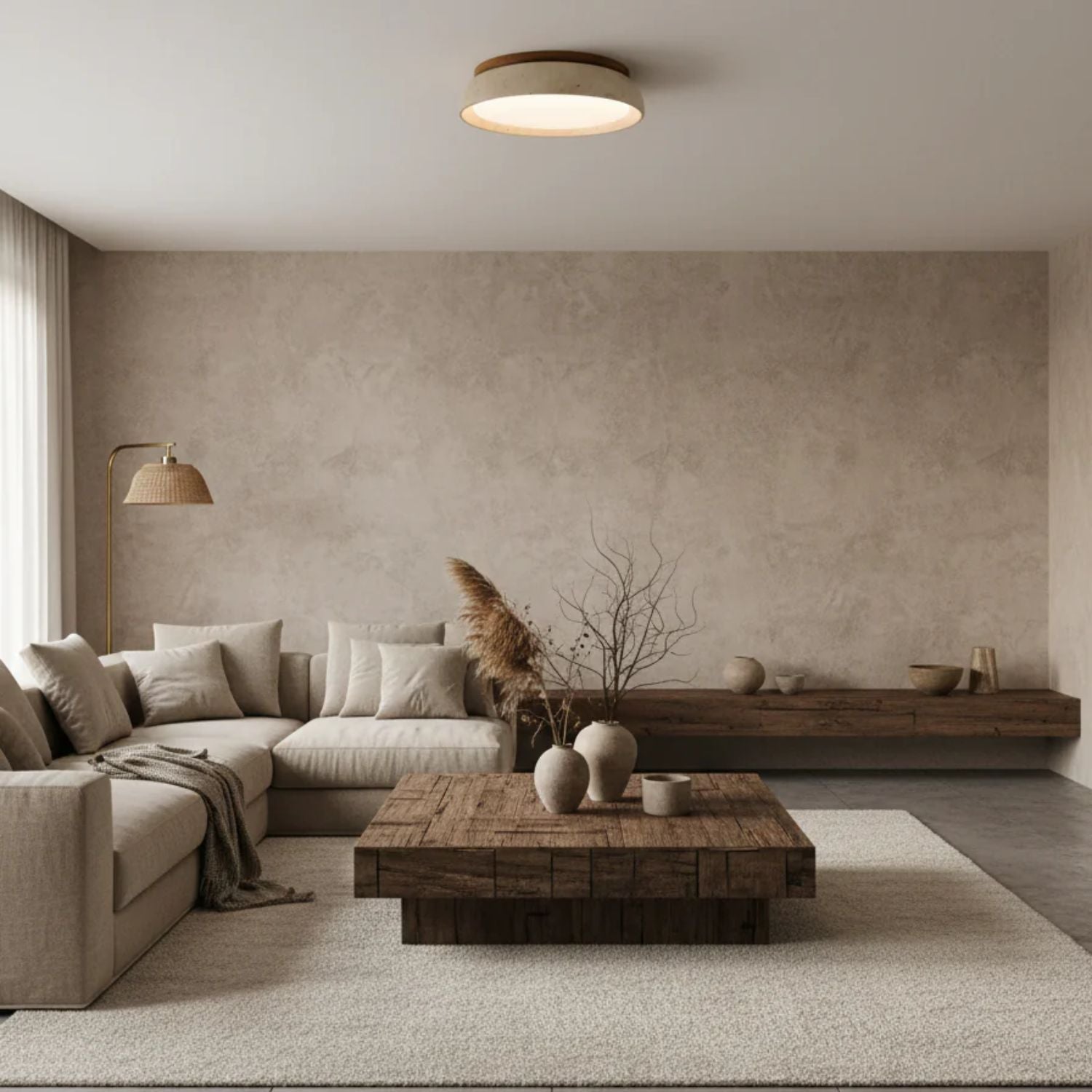 Depiara – Naturlig Loftlampe i Travertin med Blød LED-belysning
