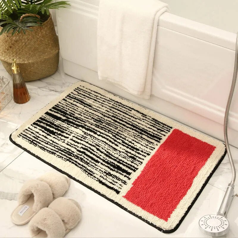 Skridsikker absorberende bademåtte med abstrakt design