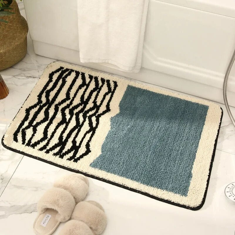Skridsikker absorberende bademåtte med abstrakt design