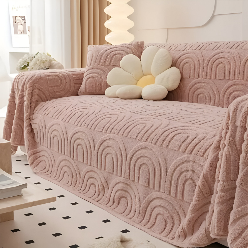 Jacquard sofaovertræk i velour – blødt og multifunktionelt design