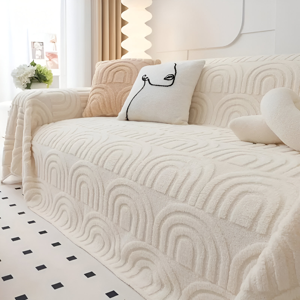 Jacquard sofaovertræk i velour – blødt og multifunktionelt design