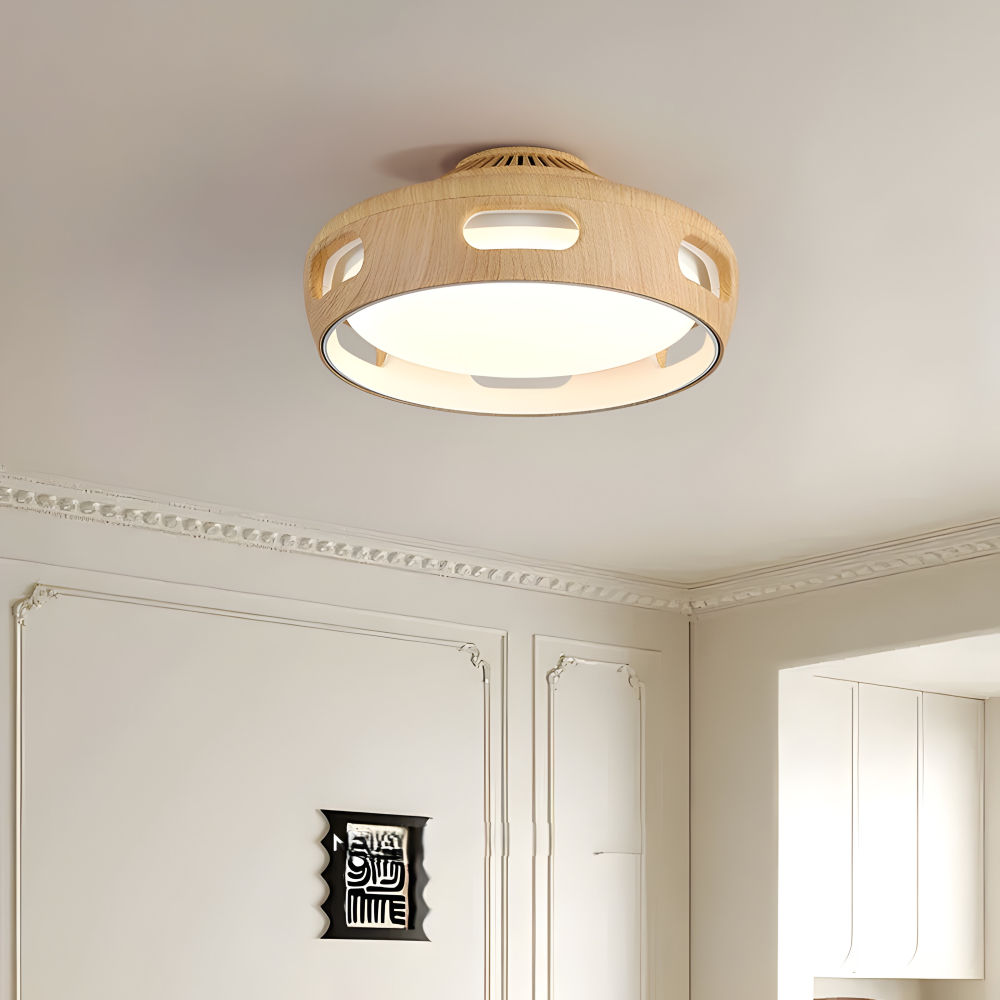 Bladløs LED loftventilator med lys – rund nordisk design