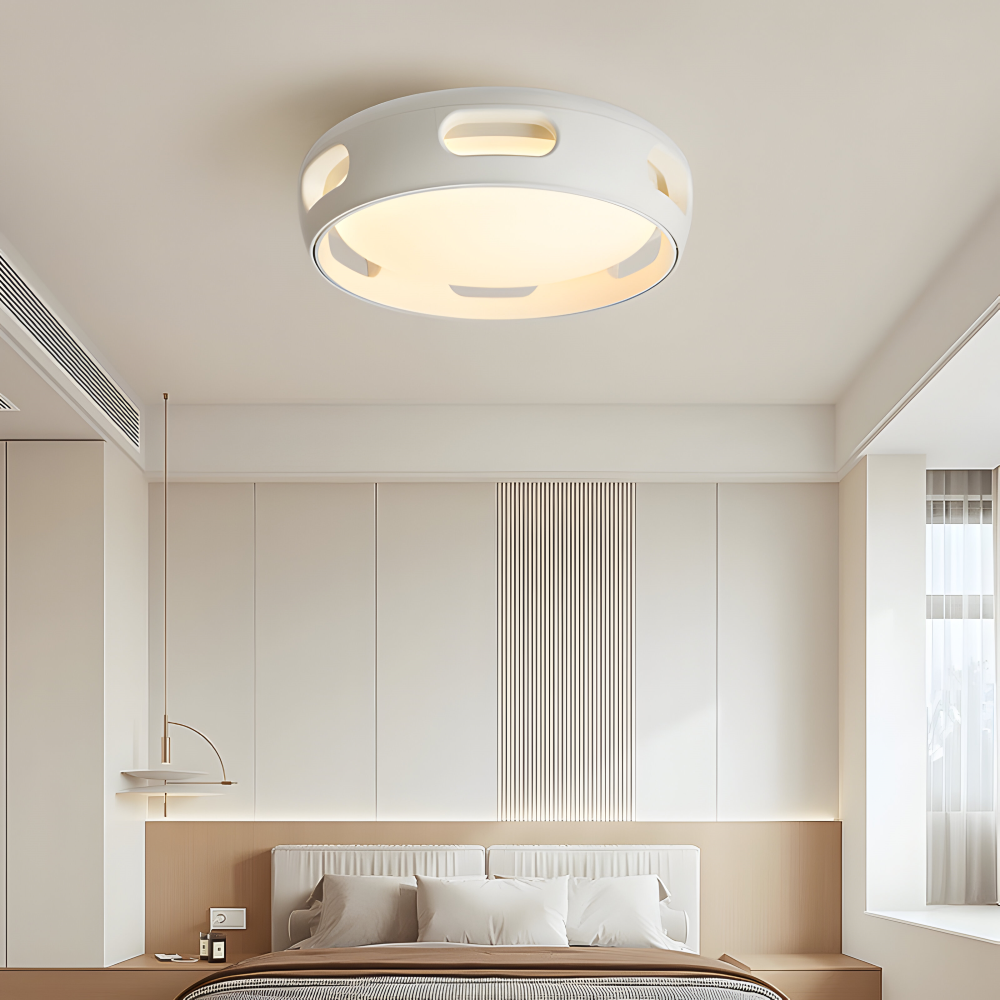 Bladløs LED loftventilator med lys – rund nordisk design