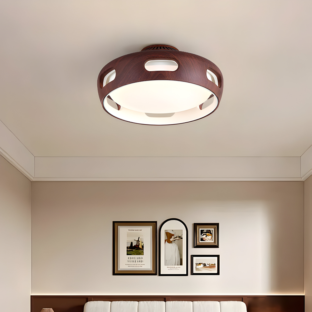Bladløs LED loftventilator med lys – rund nordisk design
