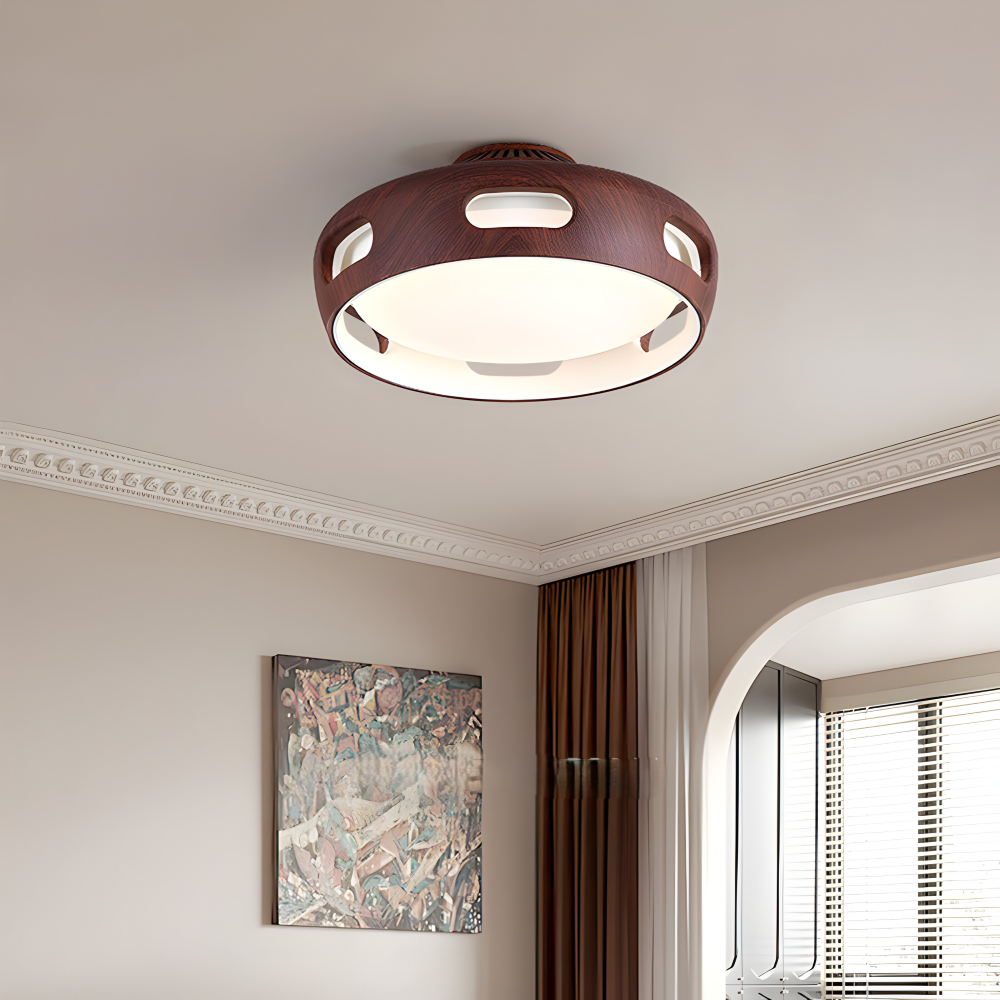 Bladløs LED loftventilator med lys – rund nordisk design