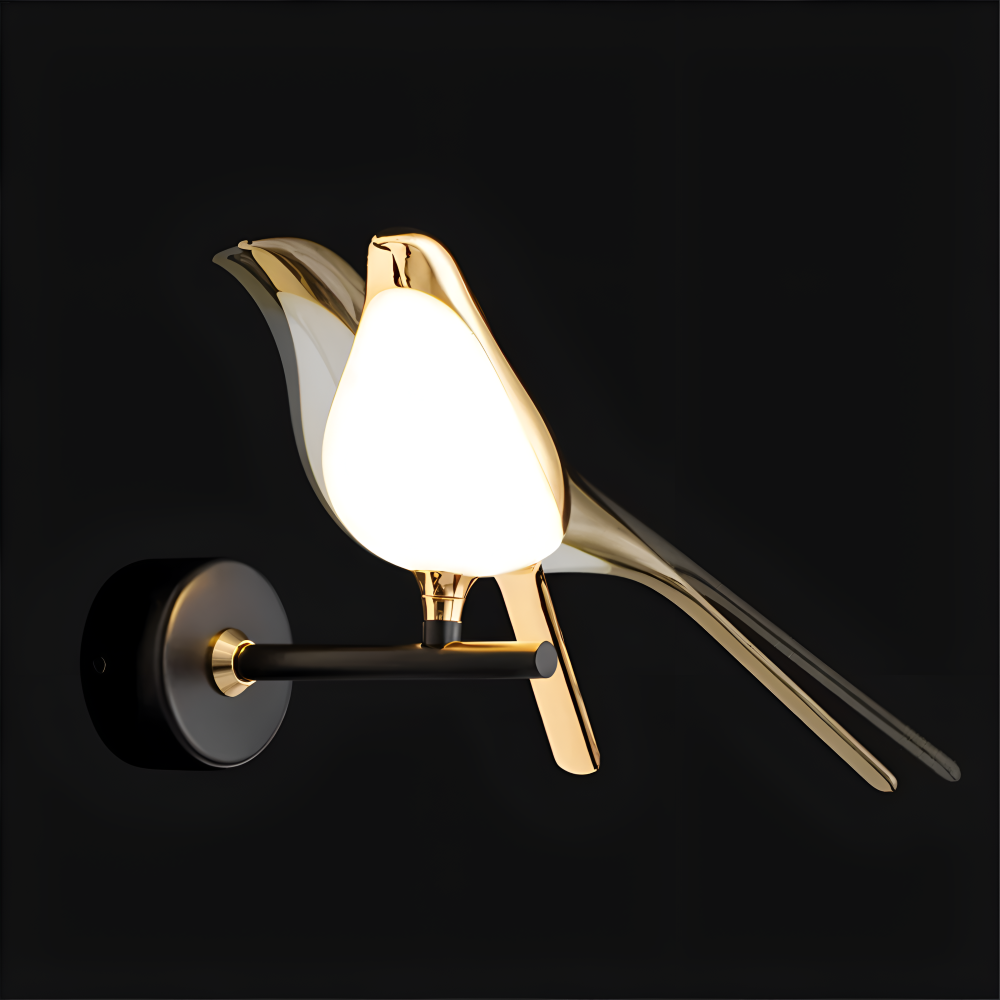 Orivelle – Guld Væglampe med Roterende Fugledesign og LED-lys