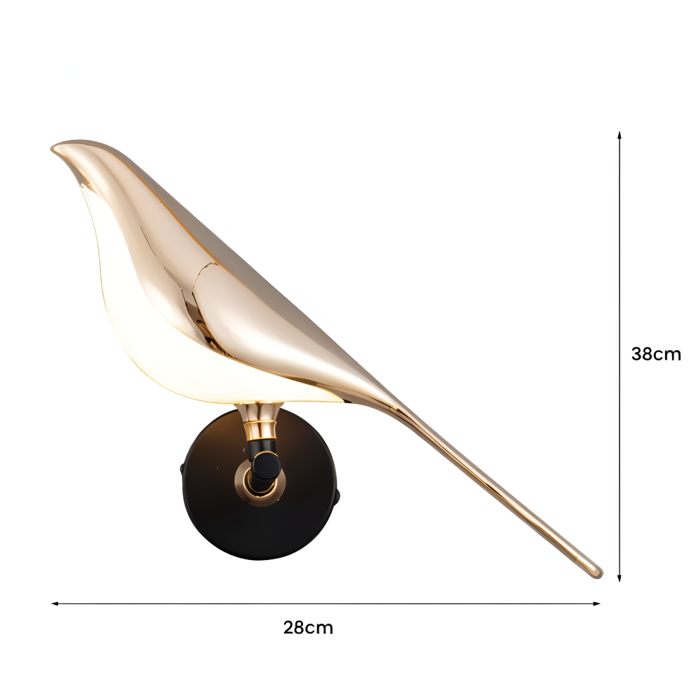 Orivelle – Guld Væglampe med Roterende Fugledesign og LED-lys