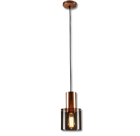 Cylindrisk pendellampe i glas og metal