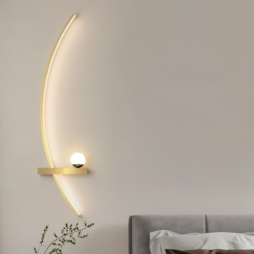Buet væglampe i aluminium – moderne LED lampe med dæmpbart lys